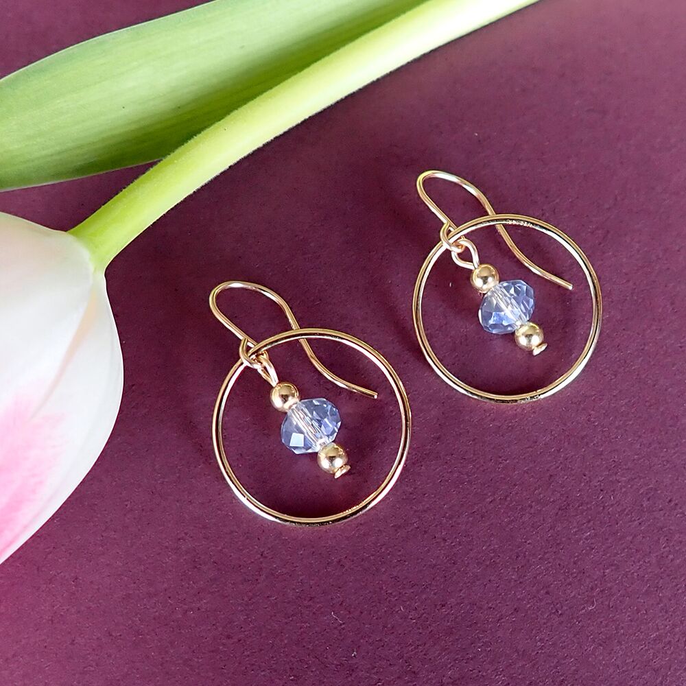 Gold Blue Crystal Earrings