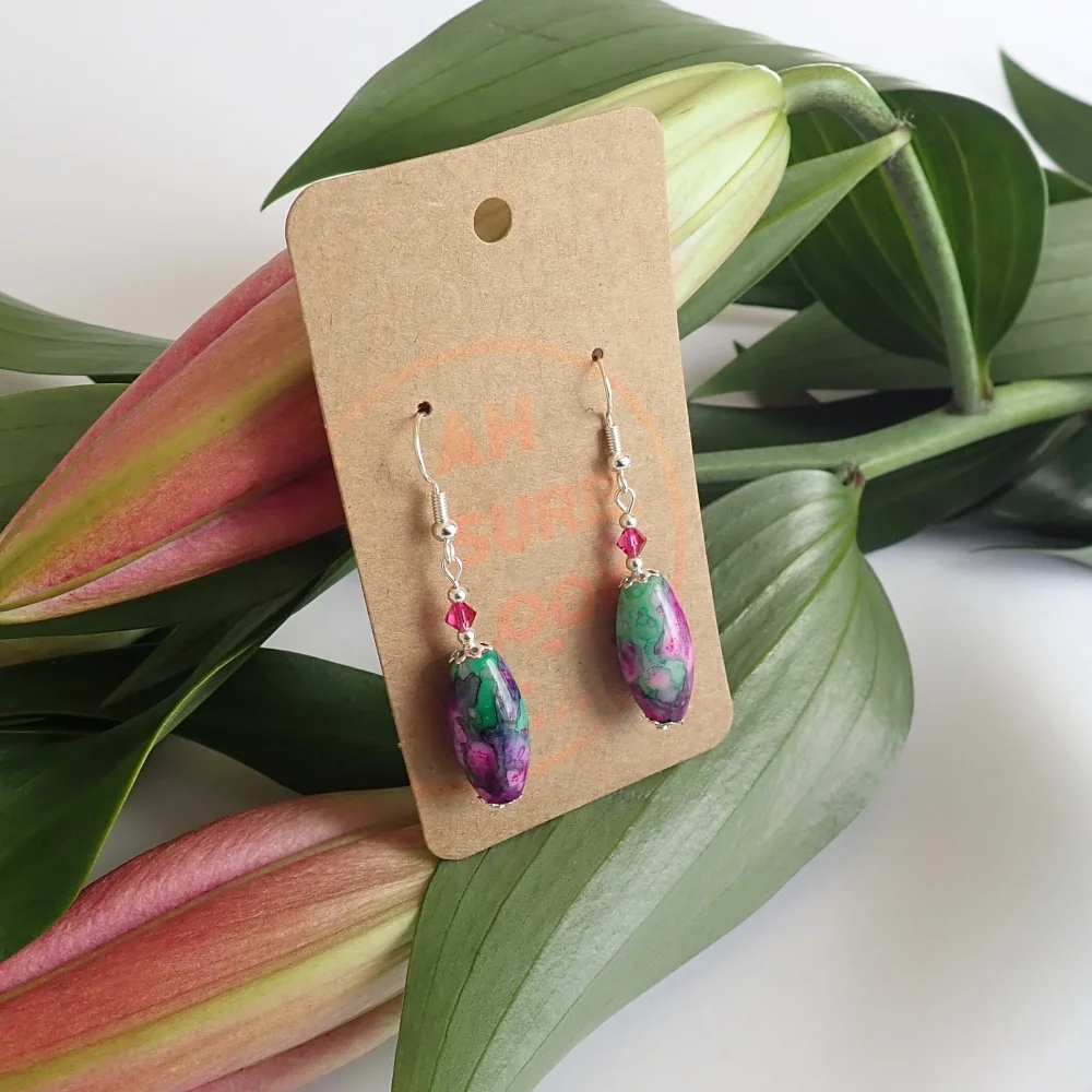 Purple Green Painted Earrings - Ah Sure Look It