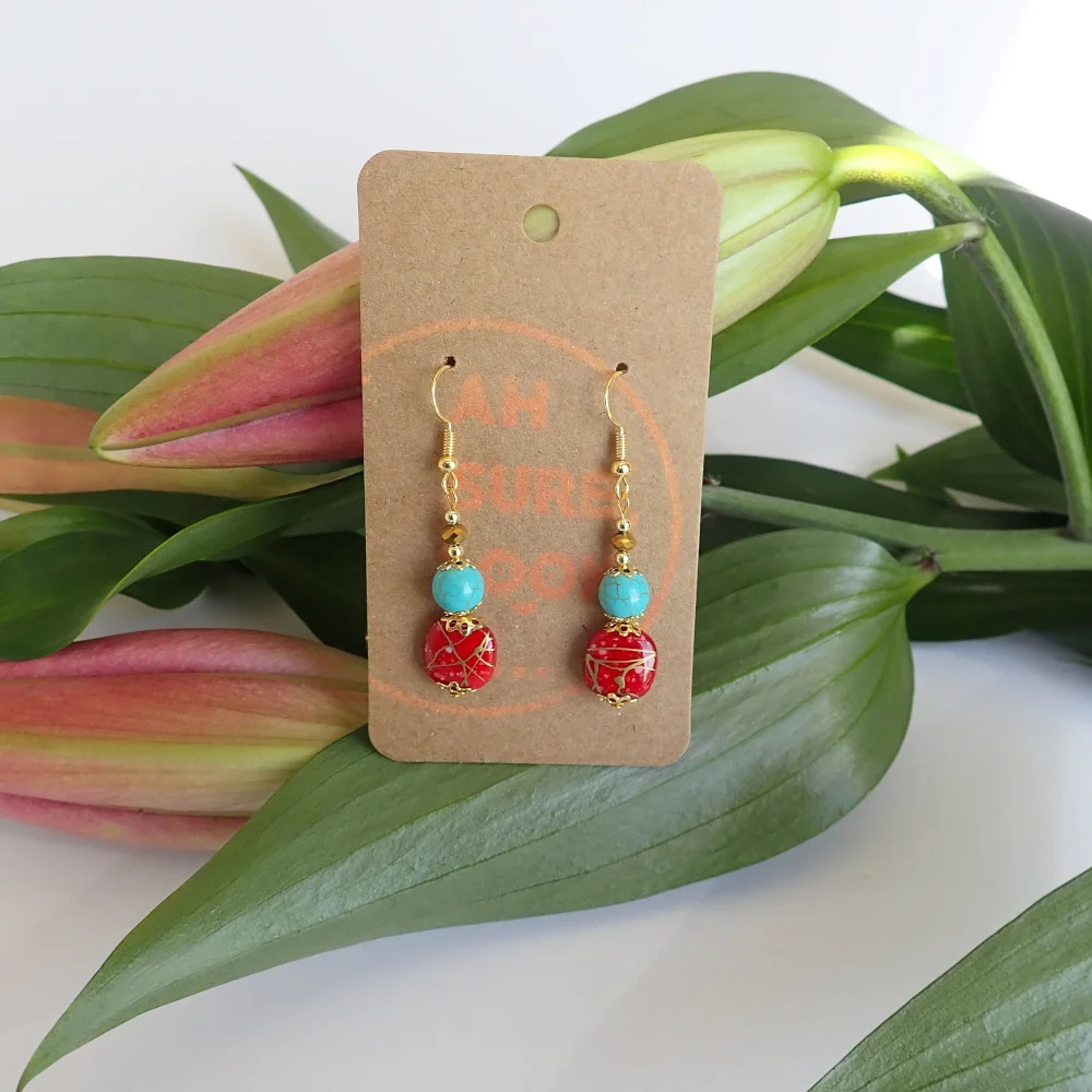 Red Turquoise Earrings - Ah Sure Look It