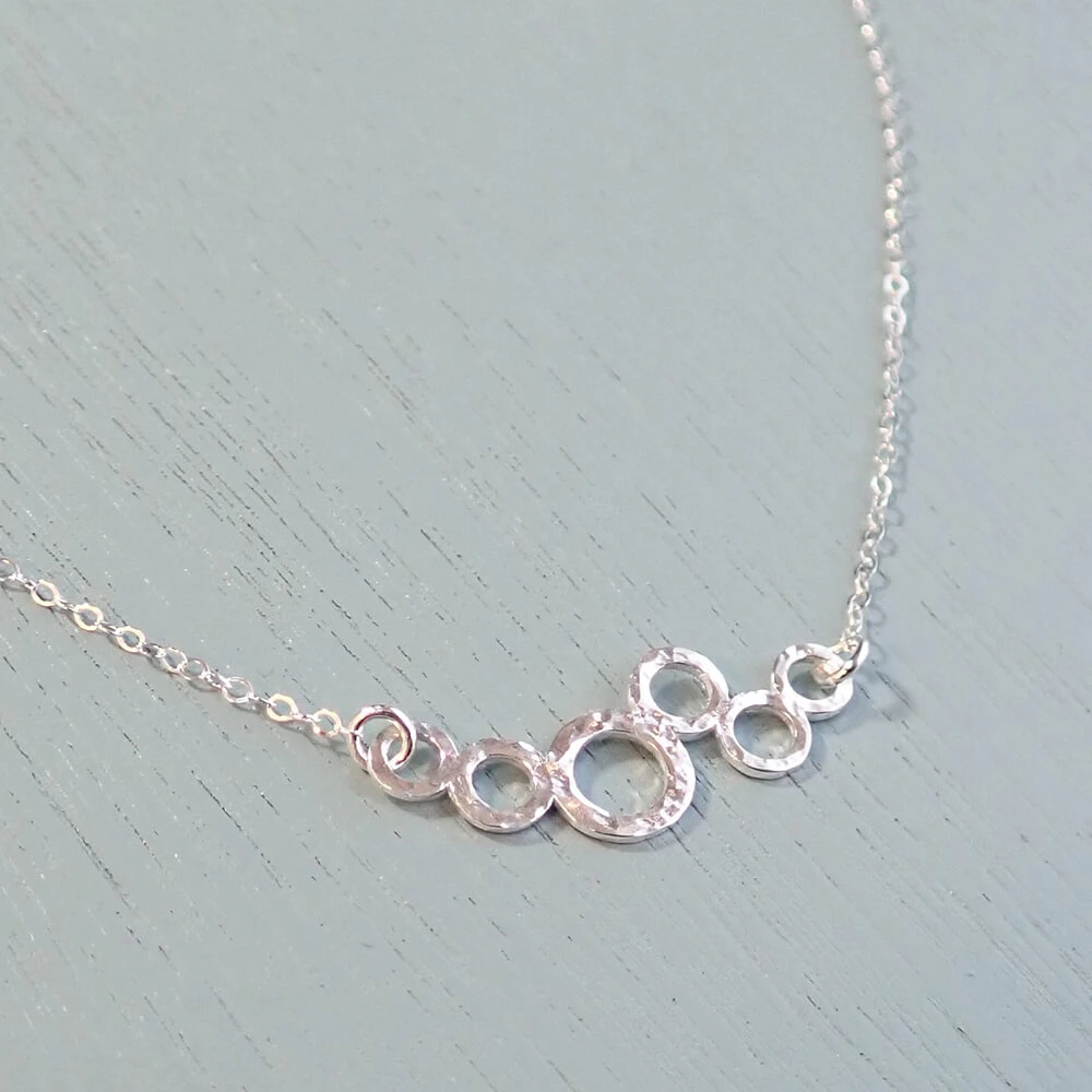 Silver Circle Cluster Necklace