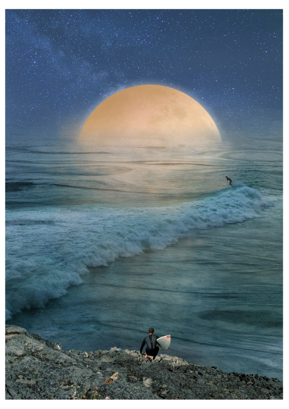 Prints - Surfing Moon